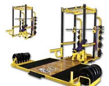 Wilder Fitness Free Weight Laser Power Rack Station w/ Bench
